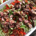Nudelsalat med grillet bøf
