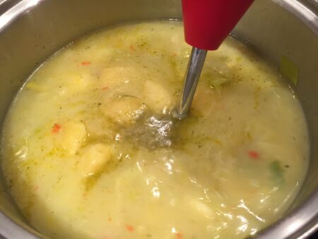 blend suppe med kartofler og porrer